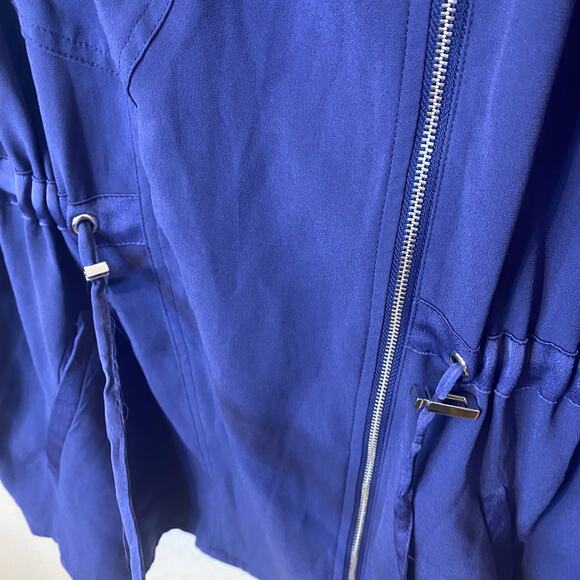 Chicos Blue Sheer Back Anorak Jacket Womens Size 3 (XL) Roll Tab Sleeve Full Zip - Picture 10 of 13